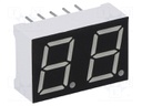 Display: LED; 7-segment; 10mm; 0.39"; No.char: 2; green; 5mcd