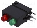 LED; in housing; red/green; 3mm; No.of diodes: 2; 20mA; 40°; 2÷2.2V