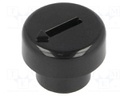 Knob; miniature; plastic; Shaft d: 6mm; Ø12x4.5mm; black; push-in