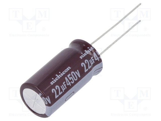 Condensador electrolítico THT UVZ2E220MHD 5x 22uF 250V Ø12.5x20mm 5mm de paso